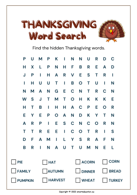 Image for Thanks Giving Word Search