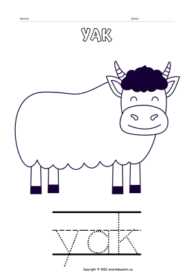 Image for Y for Yak - Colouring