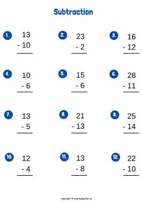 Image for One-Two digits Subtraction - b