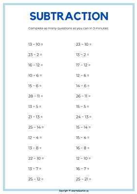 Image for One-Two digits Subtraction - d