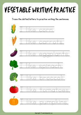 Image for Vegetable writing practice