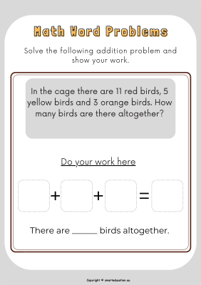 Image for Addition with 3 numbers - Word Problem -c