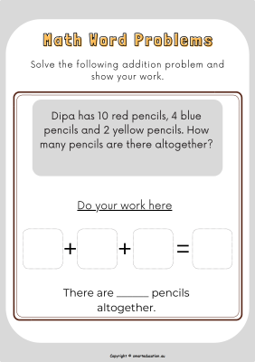 Image for Addition with 3 numbers - Word Problem -e