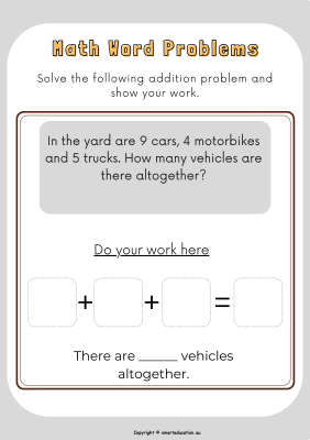 Image for Addition with 3 numbers - Word Problem -f