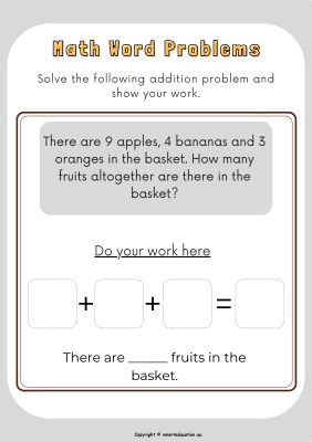 Image for Addition with 3 numbers - Word Problem -h