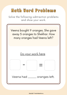 Image for Subtraction - Word Problem -d